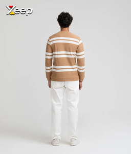 XEEP – Nouveau T-shirt personnalisé à manches longues pour homme, en jersey uni polyester/coton, tricoté, brodé, avec fermeture éclair frontale, détection par aiguille, 180 grammes, en stock - Product Image 4