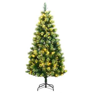 Sapin de Noël artificiel vert articulé avec lumières - Product Image 1
