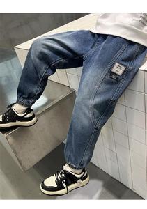 Pantalones Vaqueros de Mezclilla para Niños, Primavera-Otoño, Estilo Desgastado, Color Blanco, Corte Ajustado, 100% Algodón Ecológico, Tallas Grandes, Transpirables - Product Image 3