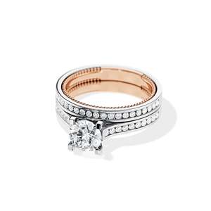 แหวนหมั้นเพชรทรงกลมเจียระไนแบบบริลเลียนท์ชุบทอง 14K สำหรับผู้หญิง ประดับเพชรด้านข้าง สไตล์คลาสสิก รับรองโดย IGI - Product Image 3