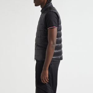 <b>Men's</b> <b>Black</b> Stand Collar Padded <b>Vest</b> With Zipper Closure Windproof Casual Winter Outerwear - Product Image 2
