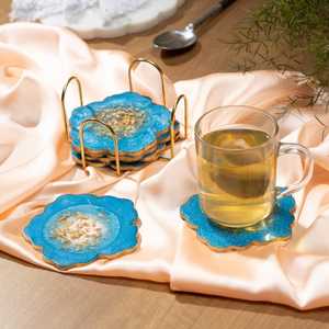 Juego de 6 Posavasos de Resina Epoxi, Posavasos Cuadrados Modernos Hechos a Mano para Bebidas, Elegantes, 350 mm de Diámetro - Product Image 4