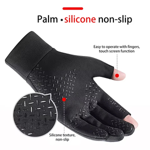 Guantes Deportivos de Piel para Pesca con Mosca, Medios Dedos, Negros y Grises, de Secado Rápido, Accesorios de Pesca para Exteriores, 1 Par - Product Image 3