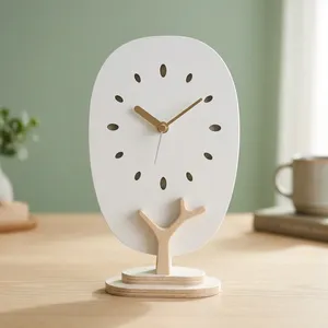 <b>Table</b> <b>Clock</b> for Home Decor 8 Inch Wooden Desk <b>Clock</b> With White MDF Face Silent Quartz Movement Modern Desktop <b>Clock</b> - Product Image 6