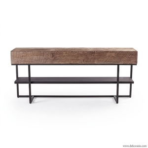 Chicago Vintage Teak Wooden <b>Table</b> With Rack Storage Elegant <b>Console</b> Side <b>Table</b> for Living Room Furniture - Product Image 1