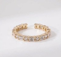 Anillo de boda abierto personalizado de oro de 14K con diamantes CVD HPHT de 1.22 ctw cultivados en laboratorio, anillo de boda abierto para mujer, anillo apilable tipo brazalete