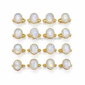 New Trendy <b>Moonstone</b> Brass Bezel <b>Rings</b> , Wholesale Handmade All sizes bulk <b>Rings</b> for women Factory Hot Selling - Product Image 4