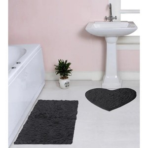 100% Handwoven Cotton Jacquard Shaggy Bathroom <b>Mat</b> Non-Slip Antimicrobial Luxury Cut Pile PET Friendly Reversible Home Hotel - Product Image 1