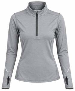Women's Black Long Sleeve High Neck <b>Zipper</b> <b>Top</b> With Reflective Stripes Fitted Style M - Product Image 3