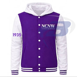 NCNW Sorority Purple Varsity <b>Jacket</b> Stylish Regular Stand Embroidered Logo Letterman Baseball Varsity Cropped <b>Jacket</b> Streetwear - Product Image 1
