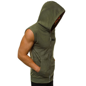 Hoodie sans manches surdimensionné personnalisé avec logo OEM, en coton léger, uni - Product Image 2