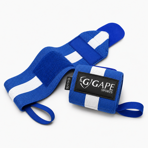 GAPE SPORTS Support de poignet rayé bleu et blanc réglable avec fermeture auto-agrippante pour musculation et entraînement de force unisexe – Prix de gros - Product Image 2