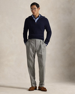 Pull en maille texturé bleu marine pour homme, col mandarin, demi-zip, style décontracté chic, idéal pour l'automne - Product Image 3