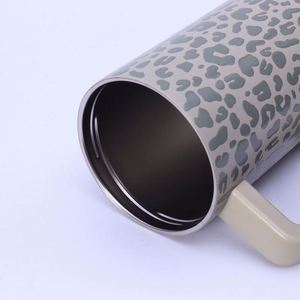 Large-Capacity 40oz Handle Leopard Print Cup 304 Stainless Steel <b>Insulated</b> <b>Mug</b> Portable Straw Car Cup - Product Image 5