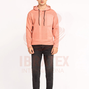 Sudadera con Capucha para Hombre, Color Durazno, Corte Regular, Algodón French Terry, Estilo Casual, con Bolsillo Canguro - Product Image 4