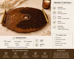 ถาดเสิร์ฟเรซิ่นเมล็ดกาแฟทำมือพร้อมหูจับสีทอง - Product Image 2
