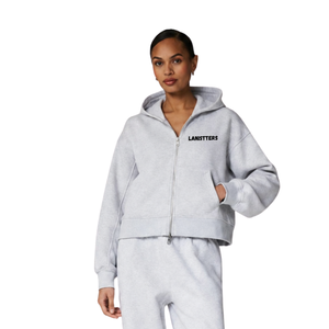 Womens Full Zip Hooded Tracksuit Set <b>Cuffed</b> <b>Trousers</b> Elastic Waist Relaxed Style Two Piece Casual Lounge Travel Everyday Outfits - Product Image 3