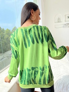 Sudadera Oversize de Cuello Redondo para Mujer, 100% Algodón, Estampado Dip Dye, Manga Larga, Tejido de Punto, Estilo Verano - Product Image 4