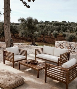 Canapé de patio en teck, meubles d'extérieur fabriqués en Indonésie, bois massif - Product Image 1
