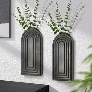 Set di 2 Vasi da Parete Moderni in Legno di Pino Rustico, Decorazione Boho per la Casa, Fioriere Intelligenti per Piante da Interno, Decorazione da Parete Sospesa C - Product Image 1