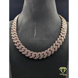 Collar de cadena cubana de diseño con piedras de diamante moissanita, joyería hip hop para hombres y mujeres de Trisha Jewels - Product Image 4