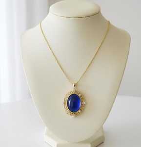 Colgante con Bisel de Zafiro Real, Cabujón Ovalado Azul Vintage, Plata de Ley 925, Chapado en Oro de 14K, Joyería de Diseño, Regalo para - Product Image 4