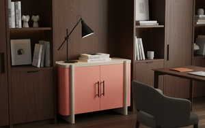 Buffet moderne à 2 portes en chêne massif pour salon - Rangement résistant à l'eau avec design minimaliste - Product Image 3