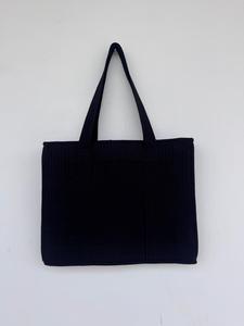 Bohemian Quilted Black Cotton <b>Tote</b> Bag Long Handles <b>Zip</b> Open Top for Shopping Travel Beach Private Label Manufacturer - Product Image 1