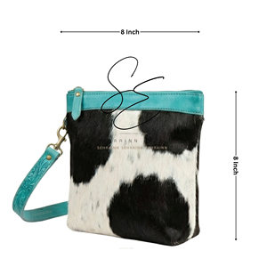 Sac bandoulière chic en cuir turquoise avec fermeture éclair en fourrure véritable, doublure en nylon tendance, sac à main quotidien, mini sac à main - Product Image 3