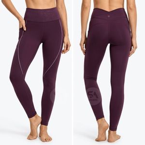 Leggings d'entraînement taille haute bordeaux prune sur mesure, anti-boulochage, évacuant l'humidité, pour studio et yoga, pour femme - Product Image 1