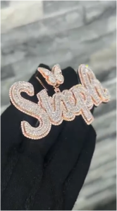 Colgante de moissanita estilo hip hop con nombre personalizado, letra VVS, joyería de diamantes con incrustaciones de moissanita, colgante de moissanita de plata 925 - Product Image 2