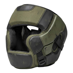 Casque de boxe en cuir PU bleu avec accents blancs, casque de sport protecteur pour la protection de la tête, taille universelle unisexe - Product Image 4