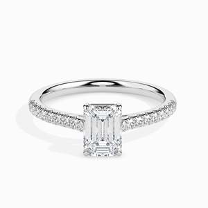 Anillo de Compromiso de Lujo con Moissanita Corte Esmeralda y Engaste Pavé, Chapado en Oro Rosa sobre Plata de Ley 925, Joyería Nupcial - Product Image 2