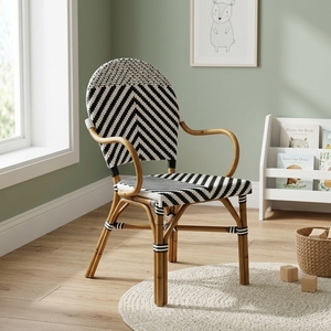 Nouvelle Chaise de Salle à Manger Bistro Moderne Minimaliste, Fauteuil en Rotin Noir et Blanc, Sièges pour Café Français, Restaurant, Mobilier d'Extérieur pour Patio - Product Image 4