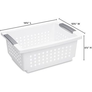 10 Pack Medium <b>White</b> Stackable Plastic <b>Storage</b> <b>Baskets</b> for Pantry Countertop Cabinet Organization - Product Image 2