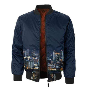 Chaqueta de Cuero para Hombre de Alta Calidad, Estilo Bomber, con Cuello Alto Repujado, Cierre de Cremallera, Color Sólido, Estilo Vintage - Product Image 2
