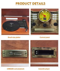 Registrazione modello popolare con altoparlante <span class=keywords><strong>Bluetooth</strong></span> Jack per cuffie in legno marrone Nostalgia lettore giradischi All-in-one con <span class=keywords><strong>cassetta</strong></span> - Product Image 4