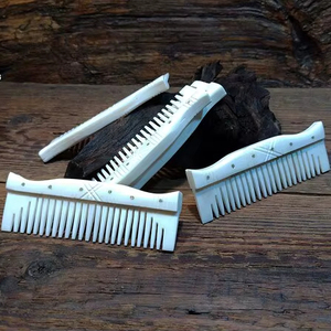 Handmade High Quality Viking Buffalo Bone <b>Hair</b> <b>Comb</b> Carved Flower Style Natural Bone Salon Fashion Use Massage Scraping <b>Comb</b> - Product Image 3