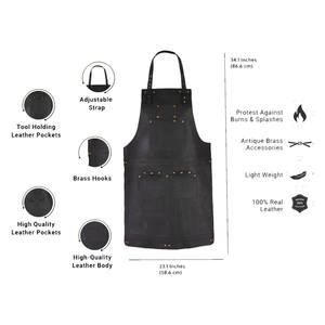 SALUBRIOUS SPORTS Unisex Polished Shiny Dark Cowhide Split Leather Welding Apron with <b>Spark</b> Proof Features - Product Image 5
