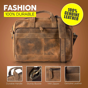 Bolso de Cuero Marrón Genuino para Hombre y Mujer, Bolso de Oficina para Portátil, Calidad Premium, Personalizable, Hecho a Mano - Product Image 5