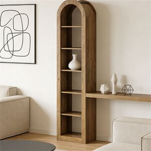 Libreria ad Arco Aperta Robusta e Naturale, Espositore per Libri - Product Image 3