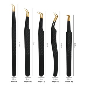 Pinces professionnelles pour extensions de cils, pointes en acier inoxydable, précision, durabilité, prise parfaite, longueur 10 mm, cils de 0,03 mm - Product Image 1