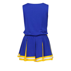 Nouvelle tenue de cheerleading OEM ODM de haute qualité, jupe style blocs de couleurs bleu, jaune, blanc, avec strass, en Spandex/Polyester pour - Product Image 2