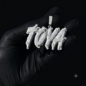 Colgantes de Letras Personalizadas con Estilo Hip Hop Moderno, Unisex, en Plata de Ley 925 con Baño de Rodio y Moissanita, Iniciales con Nombre, Collar con Dijes - Product Image 5