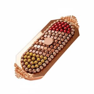 Plateau de service ovale en métal plaqué or de qualité supérieure, fait main, pour chocolats, bonbons et desserts, idéal pour les célébrations et les événements - Product Image 6