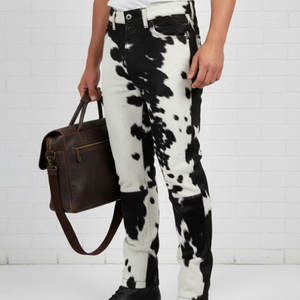 New Trending 2025 Men's Premium Cowhide Hair Own Genuine <b>Leather</b> Flare Pants Bold Stylish Fashion Winter real <b>leather</b> pant - Product Image 3