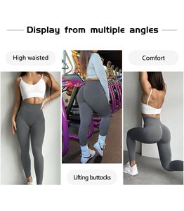 Gym Leggings Women Scrunch Butt <b>Tummy</b> <b>Control</b> High Waisted Butt Lifting Solid Sports Workout Running Compression Tight Yoga Pant - Product Image 6