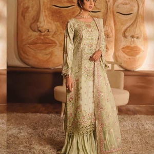 Conjunto de Salwar Kameez de Seda Cruda para Mujer BEKHUDI VOl-2, Vestido Tradicional Indio Pakistaní Bordado con Dupatta, para Bodas y Fiestas, Sin Arrugas - Product Image 3