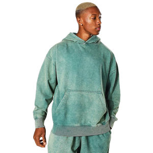 Sudadera con capucha premium para hombre, con logotipo personalizado, tela 100% algodón, estampado de hojas vintage, estilo desgastado, esencial para hombre. - Product Image 1