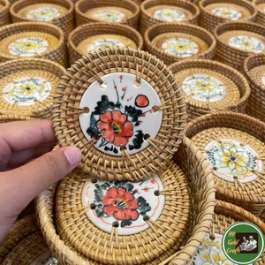 Plateau en rotin tressé, matériau en rotin naturel, pour la placement des boissons sur table, décoration intérieure, artisanat du Vietnam, export, fournitures hôtelières - Product Image 1